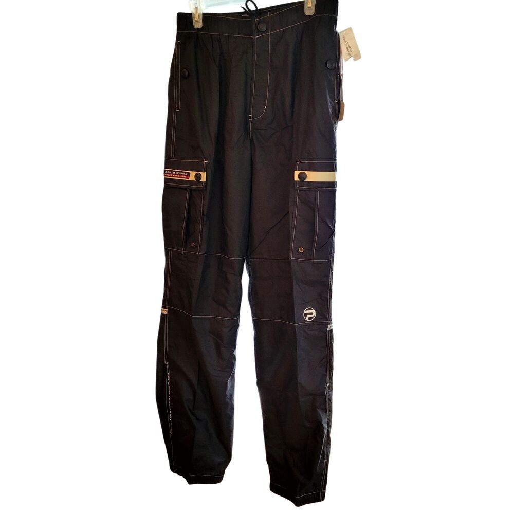 Vintage Pepe Jeans London Nylon Activewear Pants M Fully Lined Denim Worxx Black